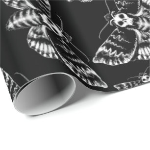 Papel De Presente Crânio preto e cinzento da traça de falcão da