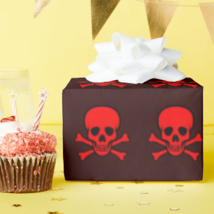 Papel De Presente Crânio vermelho e Crossbones