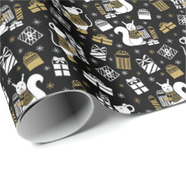 Papel De Presente Crânios de pantaneira-branca e Dourada de Natal