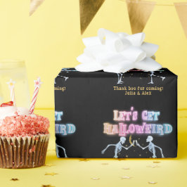 Papel De Presente Crânios Neon Halloween Halloweird Esqueletos Dança