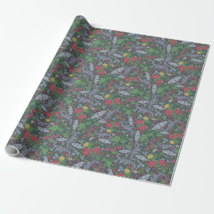 Papel De Presente Cravos Borboletas Malmequeres Frutas Silvestres Vi