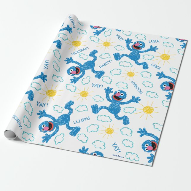 Papel De Presente Crayon Grover Sunshine Patterno (Desenrolado)