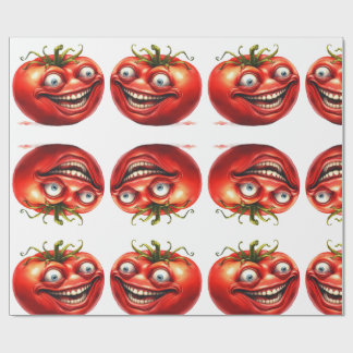 Papel De Presente Crazy Happy Tomato Cartoon Funny  Wrapping Paper