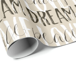 Papel De Presente Cream Beige Black White Love Dream Shine