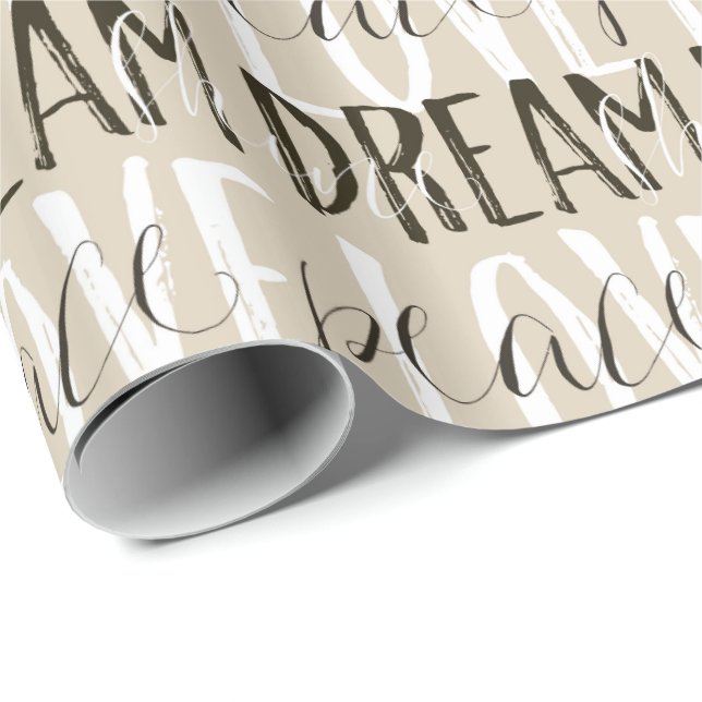 Papel De Presente Cream Beige Black White Love Dream Shine (Ponta do rolo)