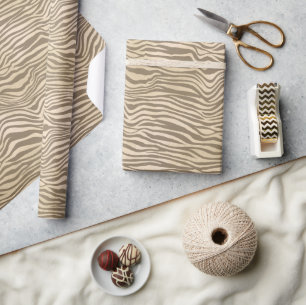 Papel De Presente Cream Beige Zebra Print