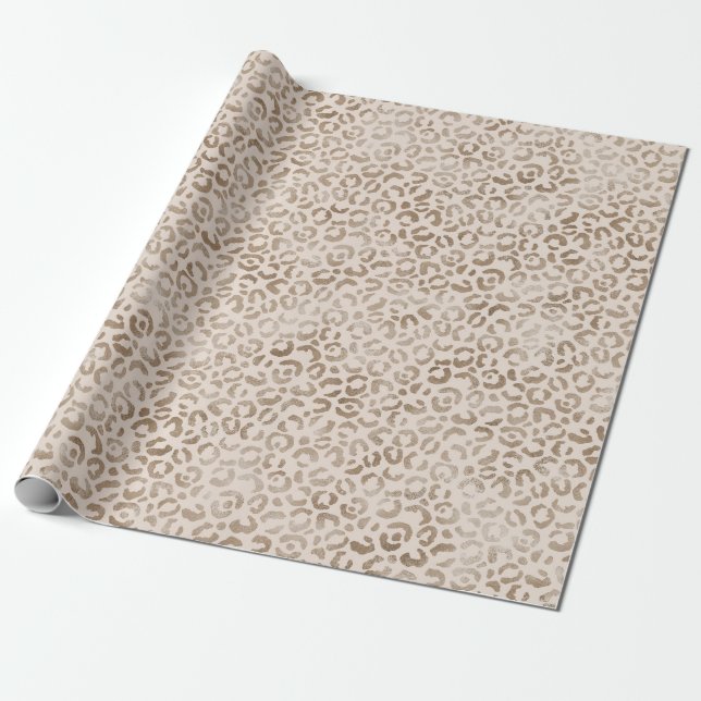 Papel De Presente Cream Brown Leopardo Print            (Desenrolado)