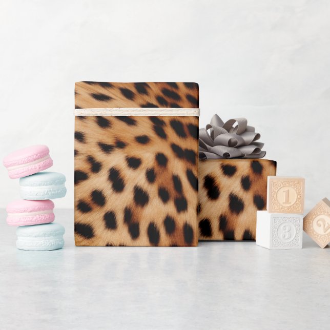 Papel De Presente Cream Brown Leopardo Print (Chá de bebê)