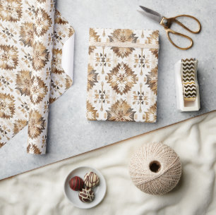 Papel De Presente Cream Brown Native Tribal