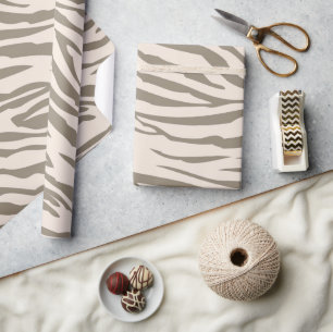 Papel De Presente Cream Brown White Zebra Print
