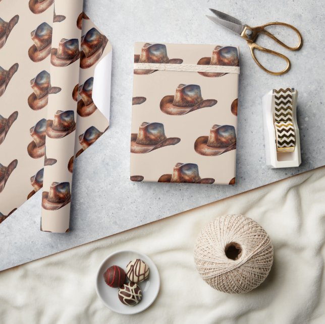 Papel De Presente Cream Howdy Cowboy Western Hats (Artesanato)
