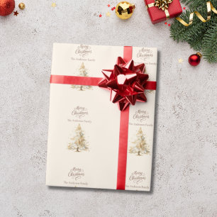 Papel De Presente Cream mocha marrom árvore neve Natal
