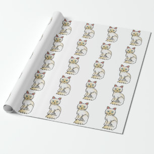 Papel De Presente Cream Point Birman / Ragdoll Cute Cat Patterno