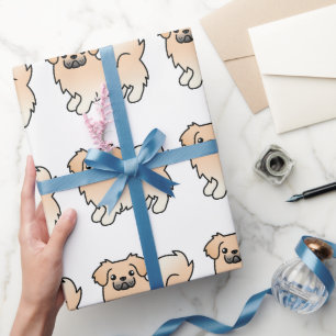 Papel De Presente Cream Tibetan Spaniel Cute Cartoon Dog Padrão