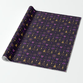 Papel De Presente Create Your Own Purple & Gold Pagan Symbols Black