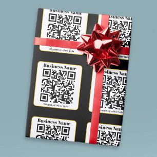Papel De Presente Create Your Own QR Code Black White Gold Border