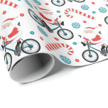 Papel De Presente Creative Cyclist Christmas<br><div class="desc">Brincando com o presente de Natal ou decoração de festas com Papais noeis de feliz de bicicleta.</div>