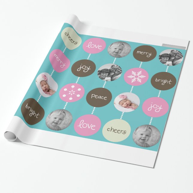 Papel De Presente Creme alegre da foto, rosa e Natal de Brown (Desenrolado)