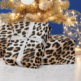 Papel De Presente Creme Black Leopardo Print