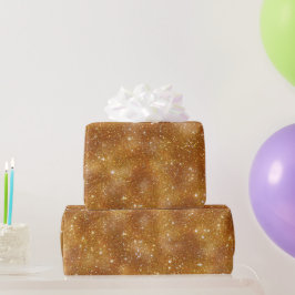 Papel De Presente Creme Brilho Dourado Mel Morno Padrão Glitter