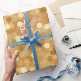 Papel De Presente Creme Brilho Dourado Mel Morno Padrão Glitter