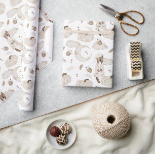 Papel De Presente Creme & Brown Artist Weasel Quarter Moon Pumpkin