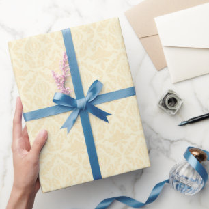 Papel De Presente Creme de Marfim Damask Floral Elegante