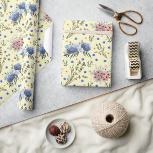 Papel De Presente Creme de Padrão de Flor Botânica primavera