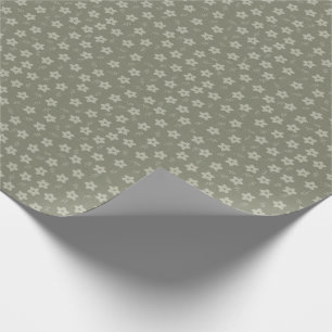 Papel De Presente Creme de Sálvia Verde Narciso Floral Cottagecore