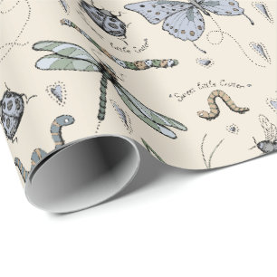 Papel De Presente Creme Doce Pequeno Critter Insetos De Bebê Insetos