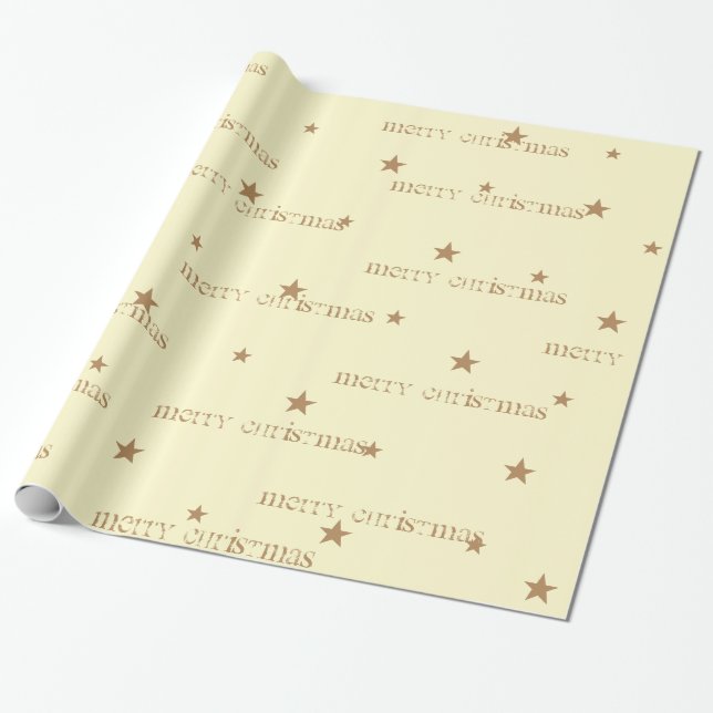 Papel De Presente Creme e bronzeado, Feliz Natal, Gift Wrap (Desenrolado)