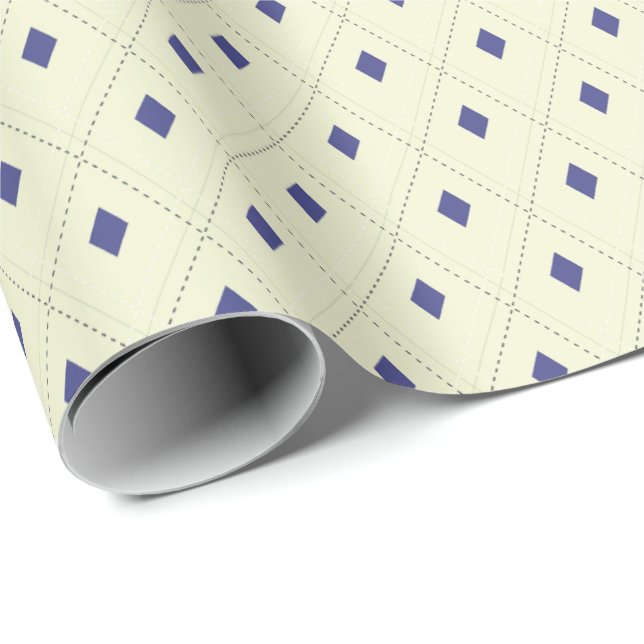 Papel De Presente Creme e Marinho Argyle Gift Wrap - Subdeclarado (Ponta do rolo)