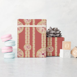 Papel De Presente Creme Rosa E Rosa Floral