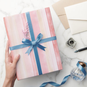 Papel De Presente Creme Rosa Stripes Aniversário