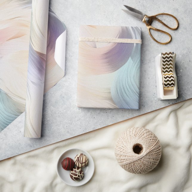 Papel De Presente Creme Roxo Água Rosa Espiral (Artesanato)