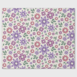 Papel De Presente creme suave padrão floral caprichoso
