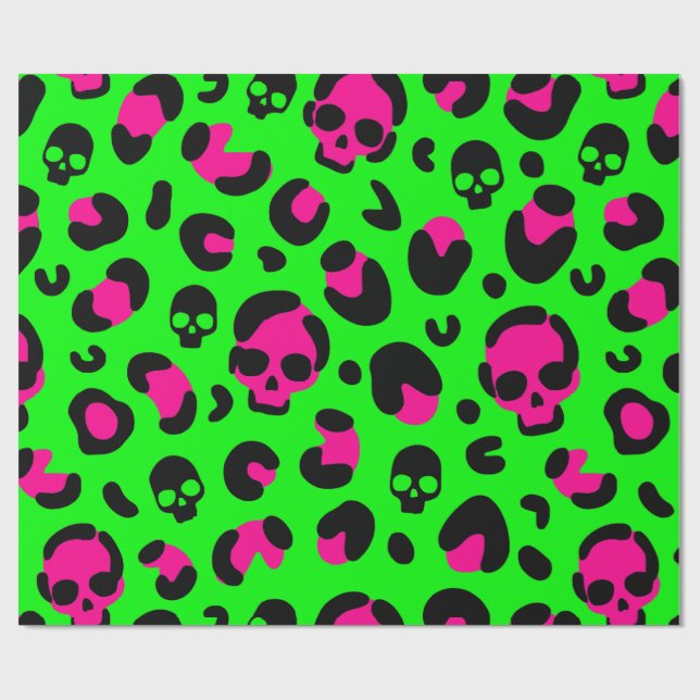Papel De Presente crepúsculo de leopardo rosa-rosa-rosa-verde (Aberto)