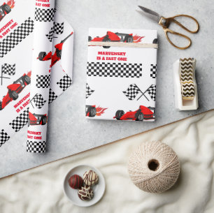 Papel De Presente Crescendo DOIS segundos aniversários Race Car Boy