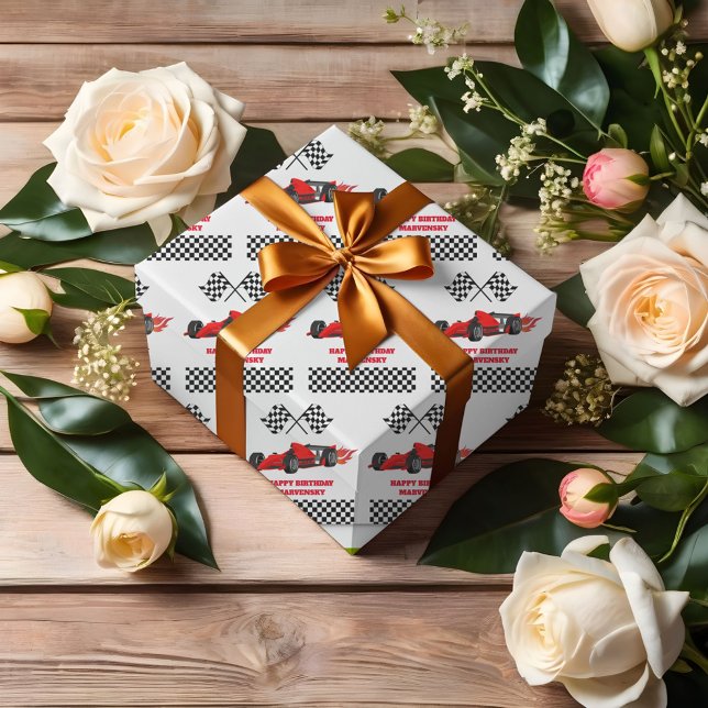 Papel De Presente Crescendo DOIS segundos aniversários Race Car Boy (Criador carregado)