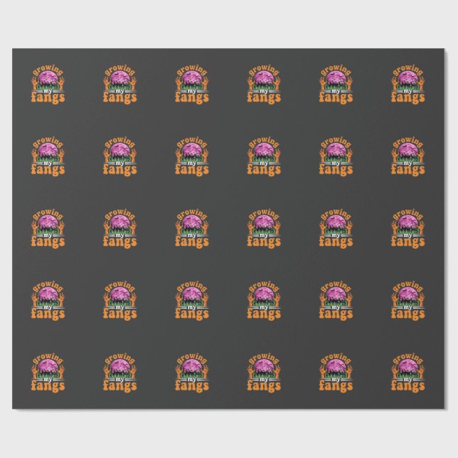 Papel De Presente Crescendo Meus Dentes de Vampiro no Halloween Desi (Aberto)