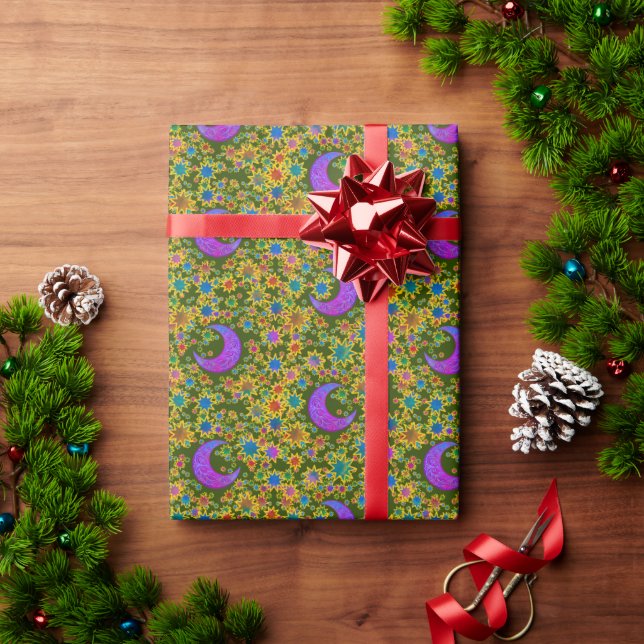 Papel De Presente Crescimento da Lua Mística (Presente de Natal)