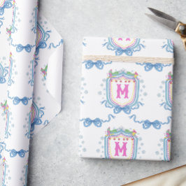 Papel De Presente Crestão Monograma de Esqui Chic em Aquarela