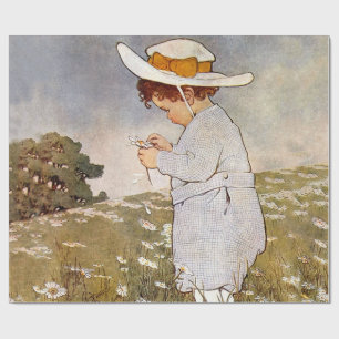 Papel De Presente Criança Antiga Colhendo Margaridas Bessie Pease Gu