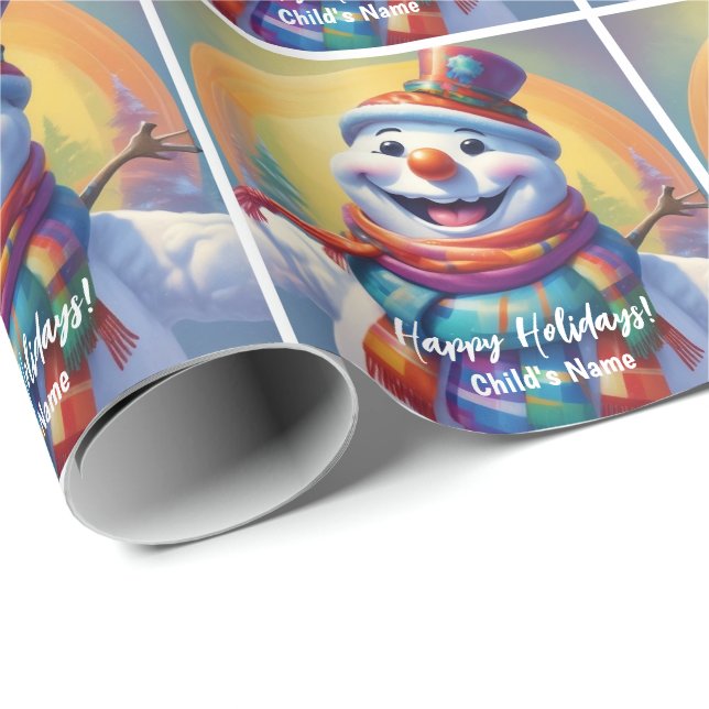 Papel De Presente Criança: Snowman Personalizado Gift Wrap HAMbyWG (Ponta do rolo)