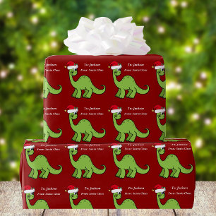 Papel De Presente Crianças Bastantes, Natal, Dinossauro Vermelho