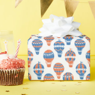 Papel De Presente Crianças Bonitas Voando Balões de Ar Quente Vapor