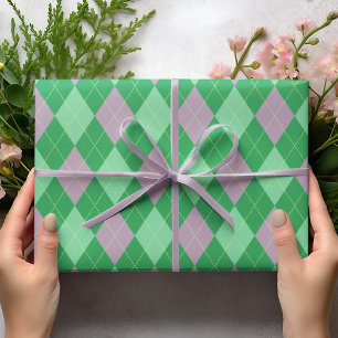 Papel De Presente Crianças com padrão de árgula roxa e verde