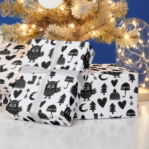 Papel De Presente Crianças Coruja Coruja Coroa Coração Cômoda Guarda