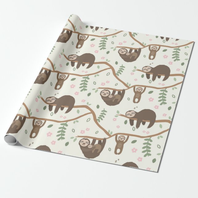 Papel De Presente Crianças de Chás da nova família Sloth (Desenrolado)