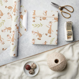 Papel De Presente Crianças de Girafa de Animais Selvagens